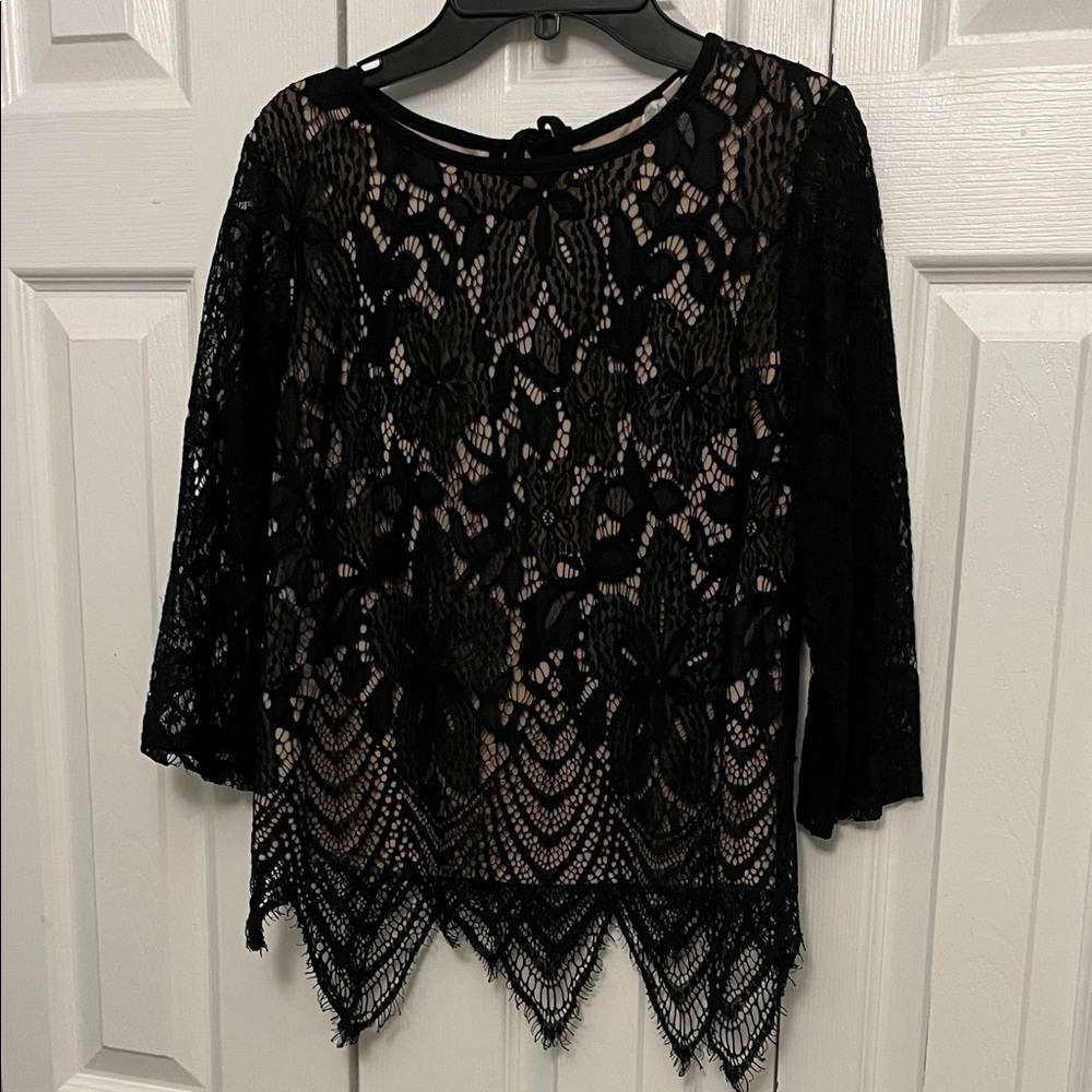 love, Fire Black Lace Blouse Medium - Picture 4 of 8